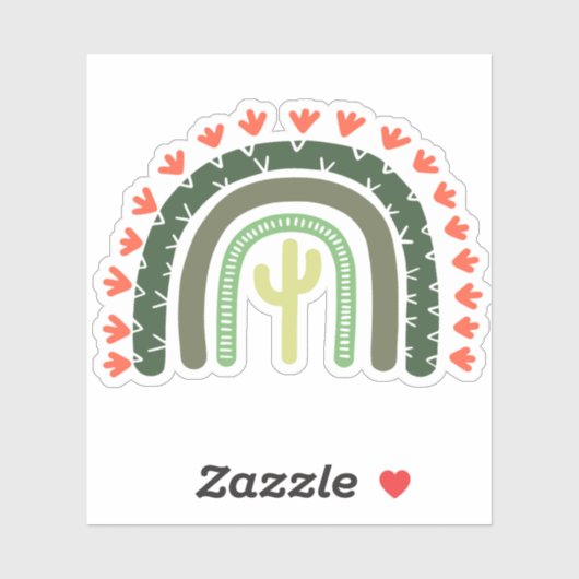 Cactus Regenboog Moderne Woestijn Artisan Zuidwest Sticker (Vel)