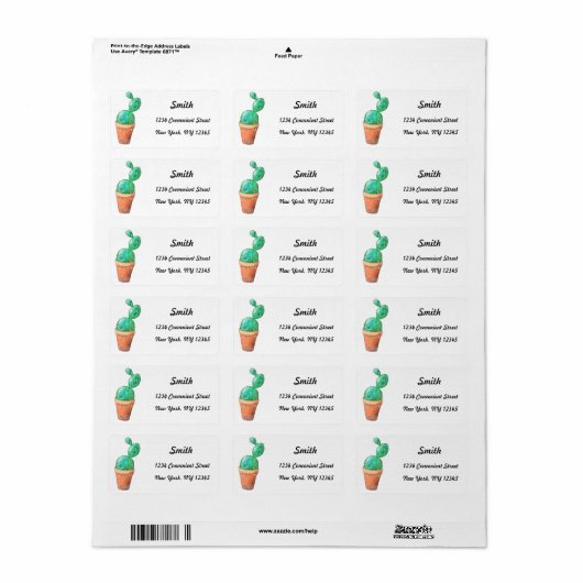 Cactus Return Address Label (Full Sheet)