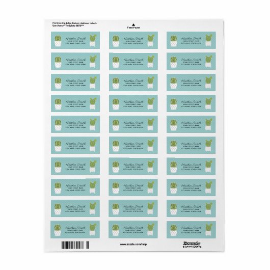 Cactus Return Address Labels (Full Sheet)