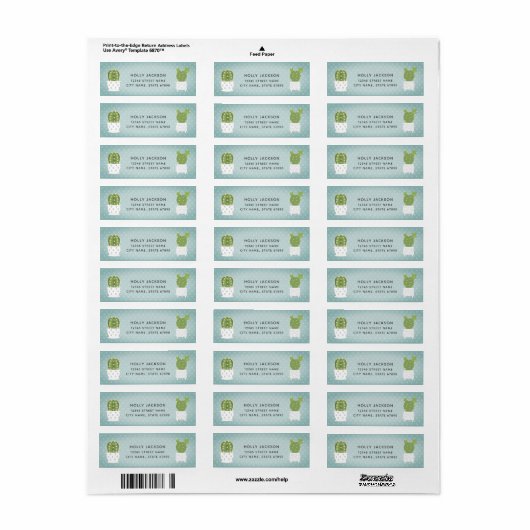 Cactus Return Address Labels (Full Sheet)