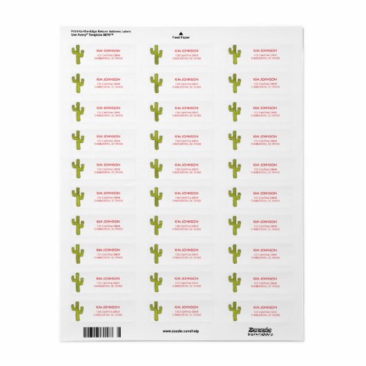 Cactus Return Address Labels (Full Sheet)