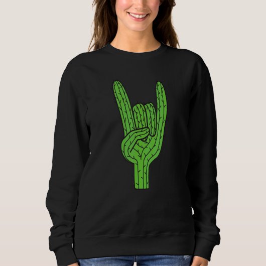 Cactus Rock and Roll Hand Desert Plant Cacti Succu Trui (Voorkant)