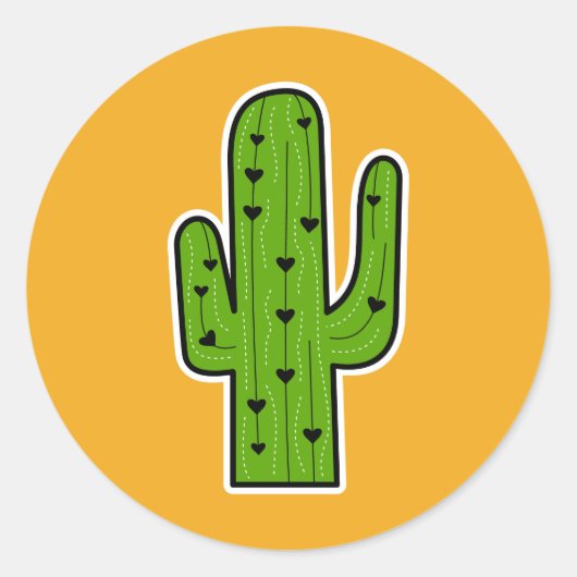 Cactus Ronde Sticker (Voorkant)