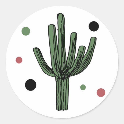Cactus Ronde Sticker (Voorkant)