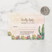 Cactus roos gouden rustieke trouwreactie RSVP Notitiekaartje (Voorkant / Achterkant in situ)