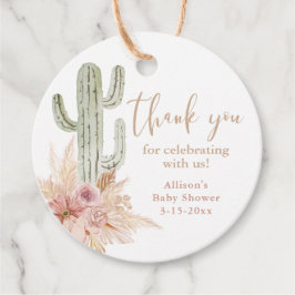 Cactus roze bloem boho meisje baby shower bedankt bedankjes labels