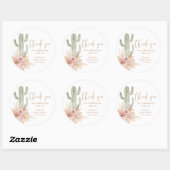Cactus roze bloem boho meisje baby shower dank je ronde sticker (Vel)