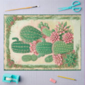 Cactus Roze Bloem Ephemera Collage Art No3 Tissuepapier (Craft)