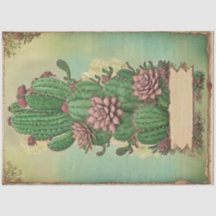 Cactus Roze Bloem Ephemera Collage Art No5