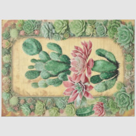 Cactus Roze Bloem Ephemera Collage Art No6 Tissuepapier