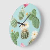 Cactus, roze bloemen: licht decor grote klok (Hoek)