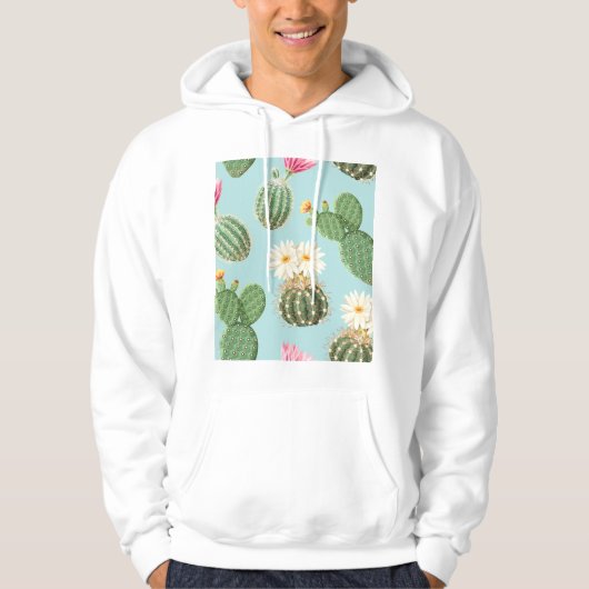 Cactus, roze bloemen: licht decor hoodie (Voorkant)