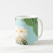 Cactus, roze bloemen: licht decor koffiemok (Voorkant rechts)