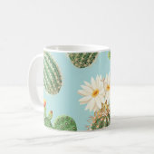 Cactus, roze bloemen: licht decor koffiemok (Voorkant links)