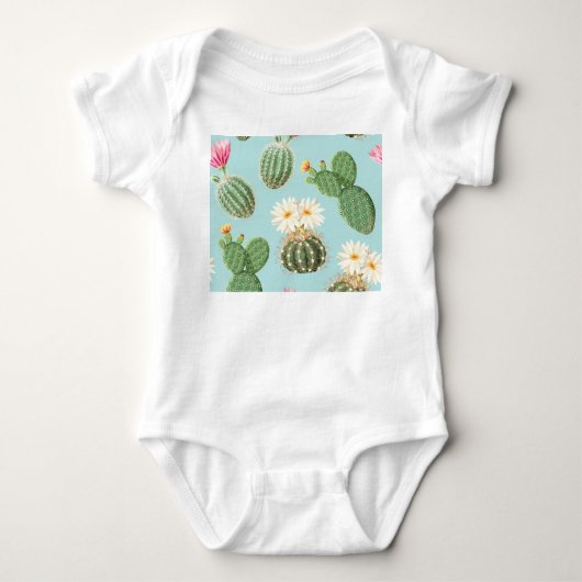 Cactus, roze bloemen: licht decor romper (Voorkant)