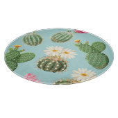 Cactus, roze bloemen: licht decor snijplank (Hoek)