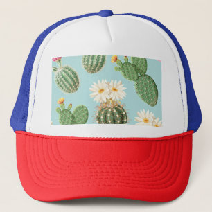Cactus, roze bloemen: licht decor trucker pet