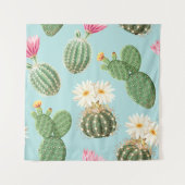 Cactus, roze bloemen: licht decor wandkleed (Voorkant)