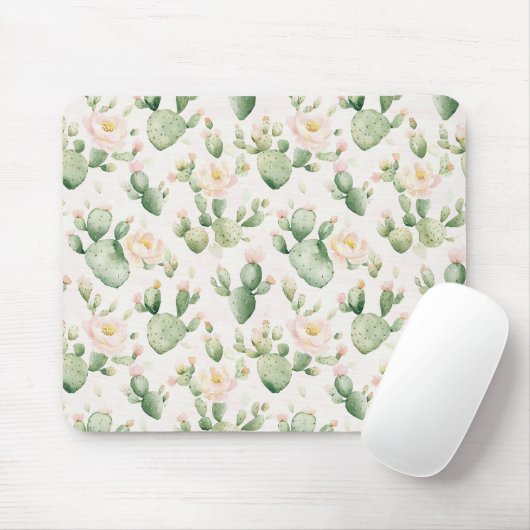 Cactus Roze Bloemen Muismat (Met muis)