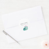 Cactus roze bloemenbruiloft gunst ronde sticker (Envelop)