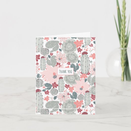 Cactus roze en groen patroon kaart (Voorkant)