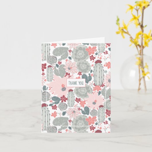 Cactus roze en groen patroon kaart (Gele Bloem)