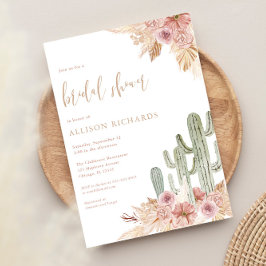 Cactus roze floral boho bohemian vrijgezellenfeest kaart