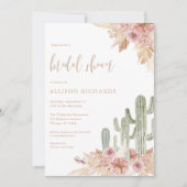 Cactus roze floral boho bohemian vrijgezellenfeest kaart (Voorkant)