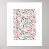 Cactus Roze Groen Bloemen Patroon Art Print (Voorkant)