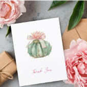 Cactus Roze Lint Baby Meisje Douche Bedankkaart