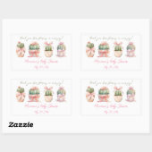 Cactus Roze Lint Baby Meisje Douche Dank u Rechthoekige Sticker (Vel)