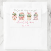 Cactus Roze Lint Baby Meisje Douche Dank u Rechthoekige Sticker (Tas)