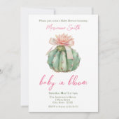 Cactus Roze Lint Baby Meisje Douche Kaart (Voorkant)