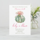 Cactus Roze Lint Baby Meisje Douche Kaart (Staand voorkant)