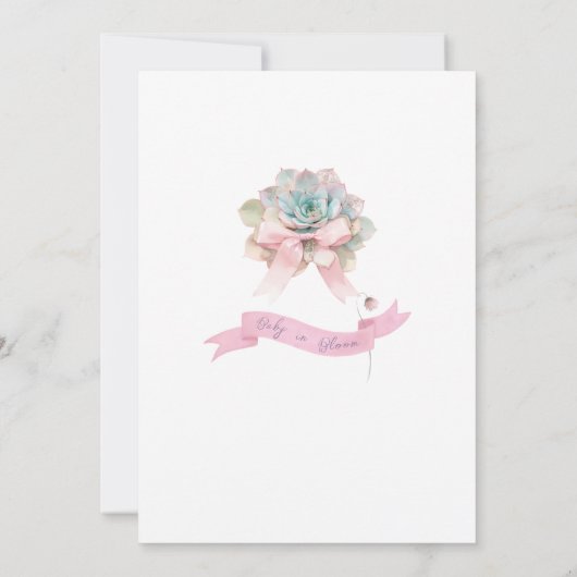 Cactus Roze Lint Baby Meisje Douche Kaart (Achterkant)