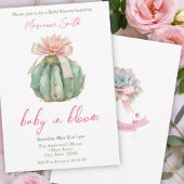 Cactus Roze Lint Baby Meisje Douche Kaart