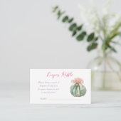 Cactus Roze Lint Baby Meisje Douche Luier Raffle Informatiekaartje (Staand voorkant)
