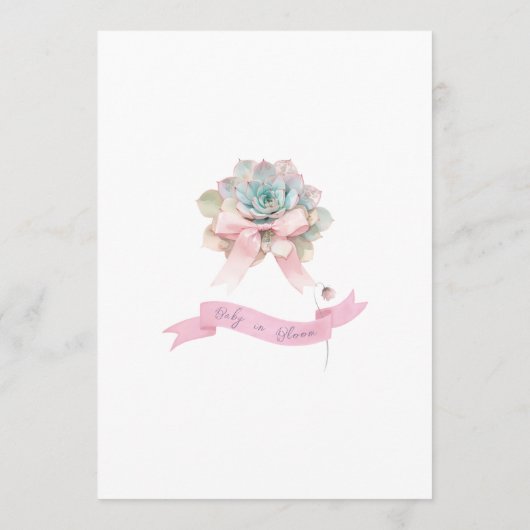 Cactus Roze Lint Baby Meisje Douche Menu (Achterkant)