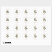 Cactus Roze Lint Baby Meisje Douche Ronde Sticker (Vel)