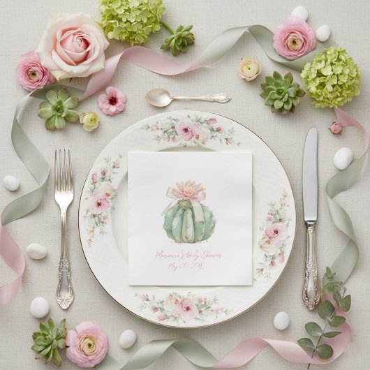 Cactus Roze Lint Baby Meisje Douche Servet