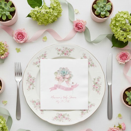 Cactus Roze Lint Baby Meisje Douche Servetten