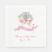 Cactus Roze Lint Baby Meisje Douche Servetten (Voorkant)