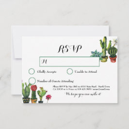 Cactus RSVP Huwelijksfeest Antwoordkaarten Lichten Kaartje