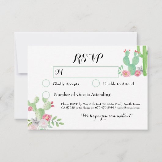 Cactus RSVP Wedding Fiesta Response Cards Cacti (Voorkant)