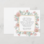 Cactus | Rustiek Boho Baby shower Kaart (Voorkant / Achterkant)