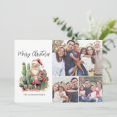 Cactus Santa Foto Vrolijk Kerstfeest Feestdagenkaart (Staand voorkant)