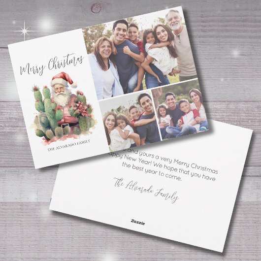 Cactus Santa Foto Vrolijk Kerstfeest Feestdagenkaart