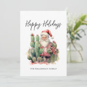 Cactus Santa Happy Holidays Christmas Feestdagenkaart (Staand voorkant)