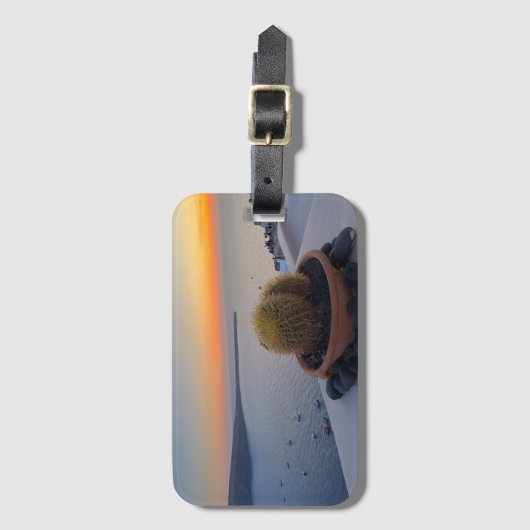 Cactus Santorini Greece Sunset Photography Bagagelabel (Voorkant (verticaal))