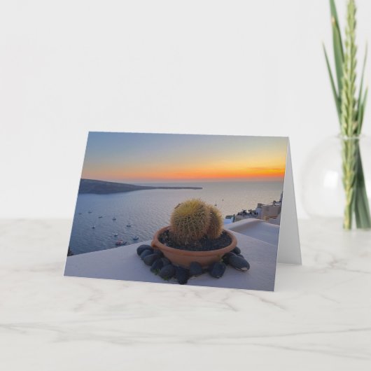 Cactus Santorini Greece Sunset Photography Kaart (Voorkant)